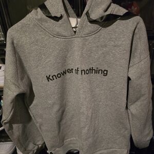Gray Hoodie with Black Text